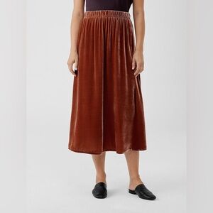 Eileen Fisher Rich Brown Velvet Midi Skirt